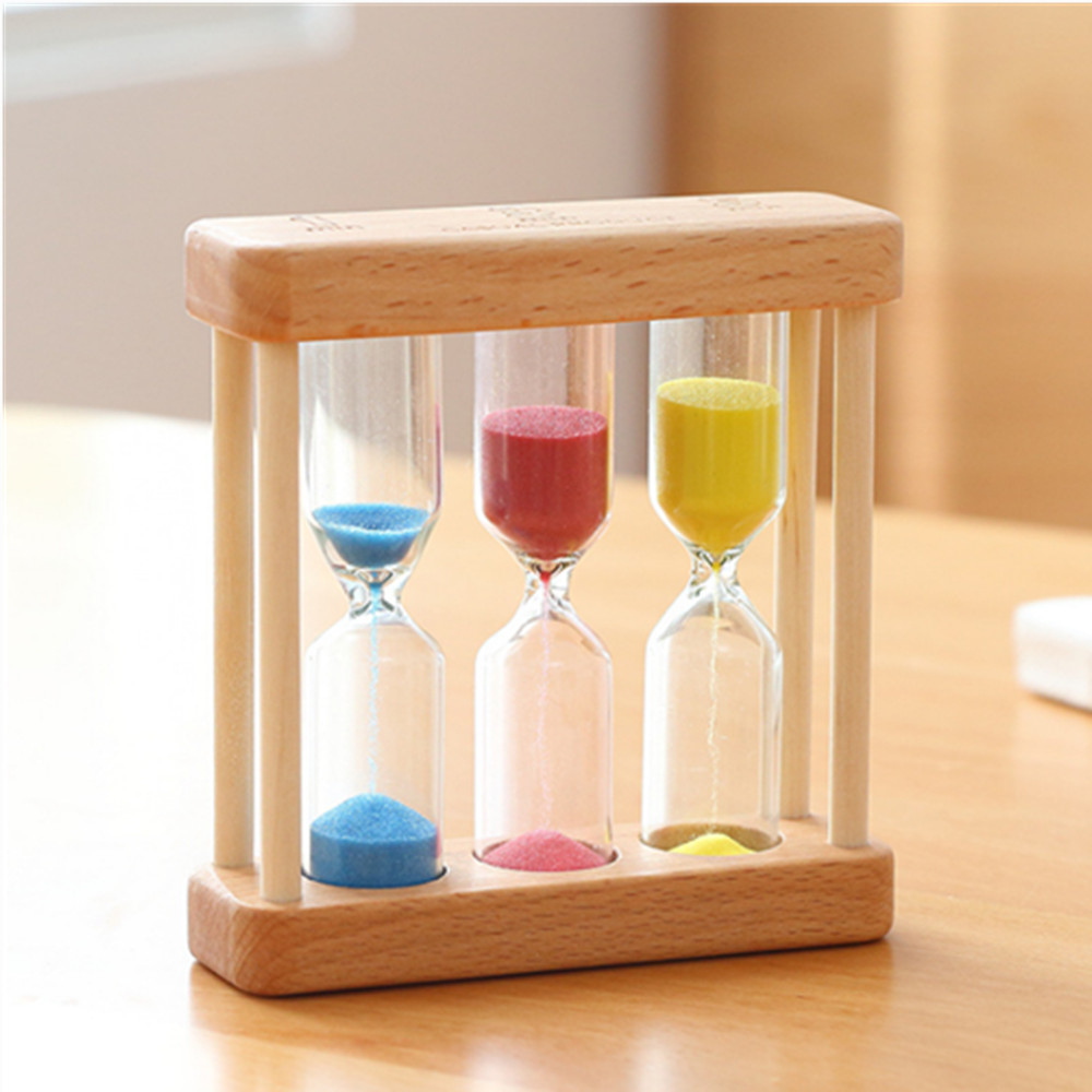 

Birthday gift wooden 1/3/5 minute three-in-one small hourglass creative decoration wooden time hourglass timer wholesales