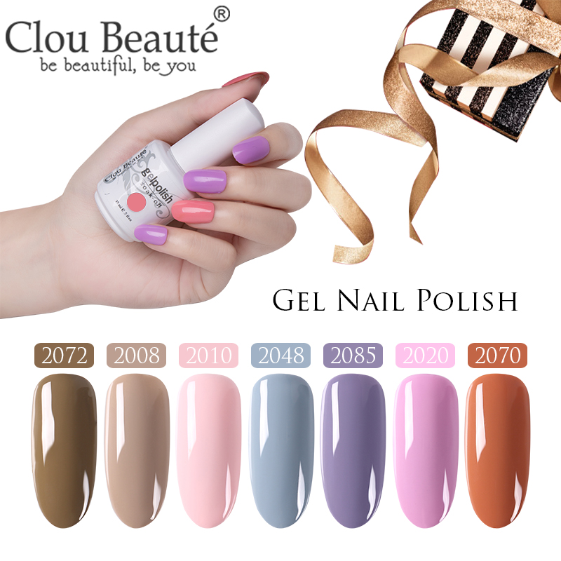 

Clou Beaute 15ml Gel Polish Set All For Manicure Semi Permanent Vernis UV LED Gel Varnish Soak Off Lacquer Nail Paint Gellak, 10ml matte top coat