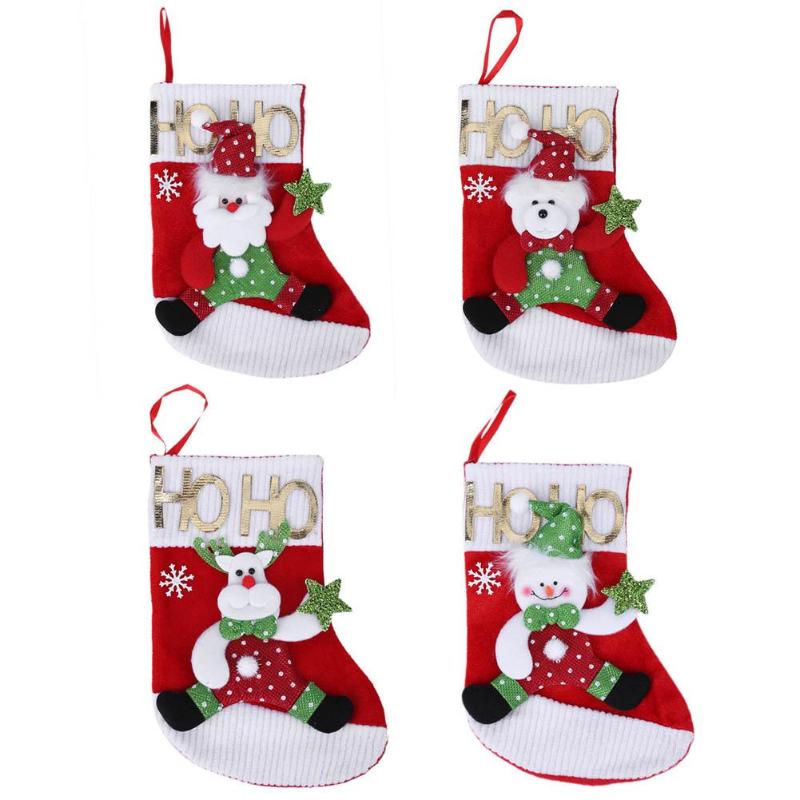 

Christmas Tree Decorative Ornament Cloth Socks Stocking Candy Bag Xmas Gift