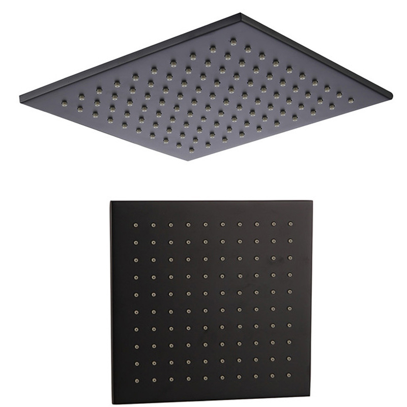 

New Matt Black Finish 200 250 300 mm Solid Brass Square Shower Head Rainfall Shower Sprayer Bathroom accessories