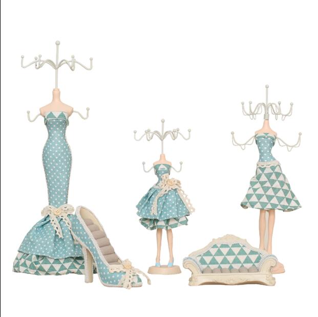 Creative European Jewelry Packaging Stand Necklace Model Frame mannequin Display Earrings rack ear studs ornaments receive box 1pc C613-image-465996419