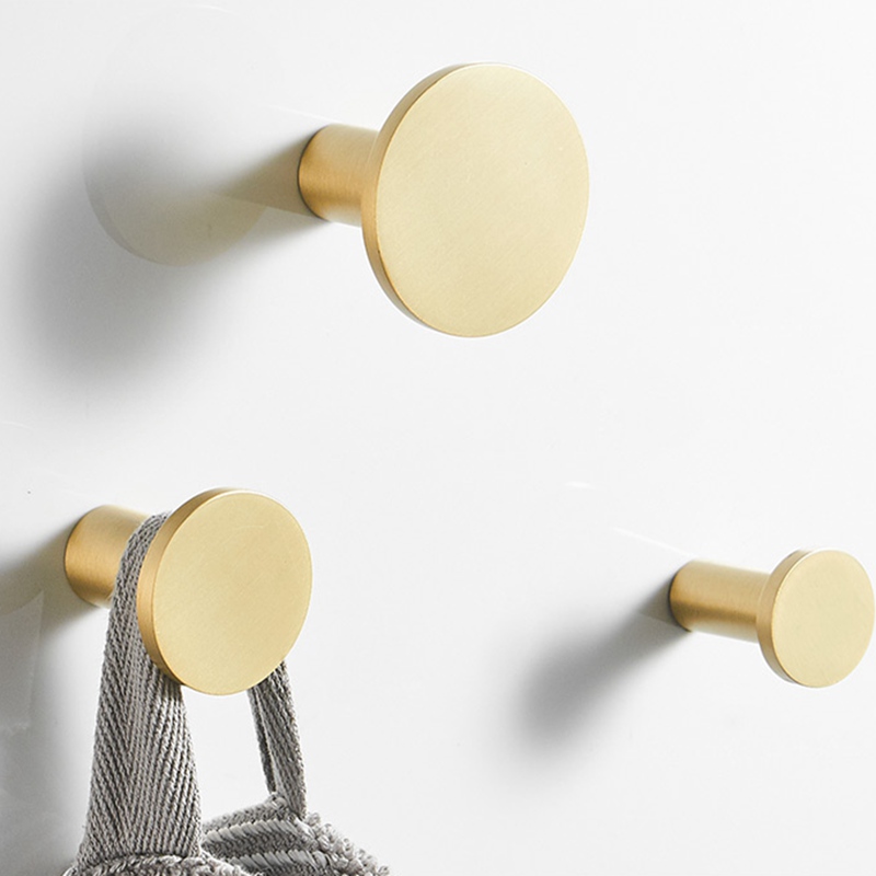 Nordic Solid Brass Hook Porch Modern Round Wall Hangings Single Hooks Pure Copper Golden Decorative Coat Hat Key Hook-image-523598194