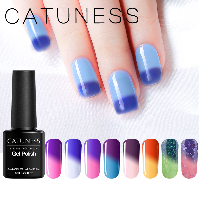 

CATUNESS Gradient Temperature Change Color Soak Off 8ml Gel Nail Lacquers Long Lasting UV LED Thermo Gel Hybrid Varnish Nail, 62pink