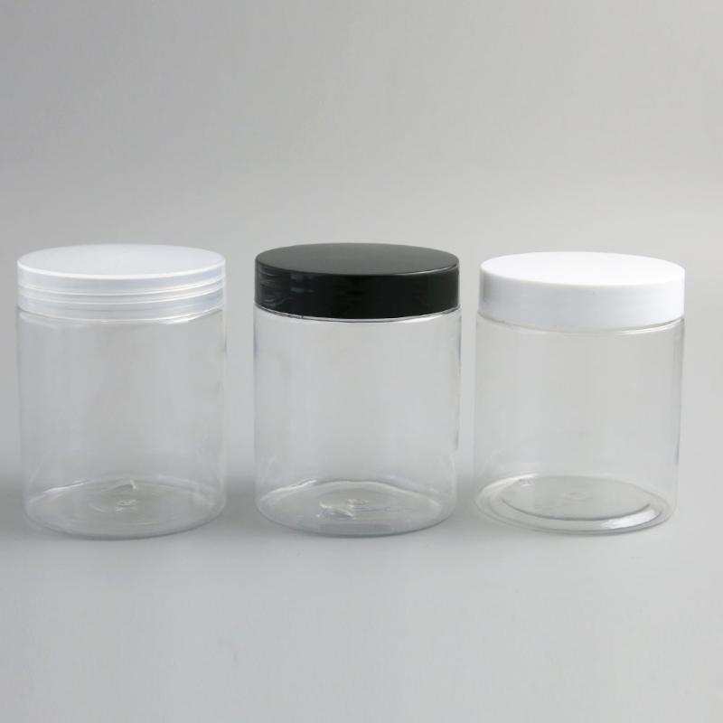 

24 x 250g Empty Clear Cosmetic Cream Containers Cream Jars 250cc 250ml for Cosmetics Packaging Plastic Bottles with Plastic Cap