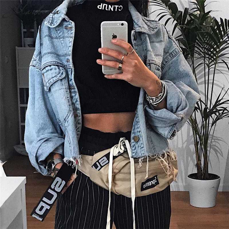 

Macheda Women Basic Coats Spring And Autumn Women Denim Jacket 2018 Long Sleeve Loose Female Jeans Coat Casual Girls Outwear Y190830, Black;brown