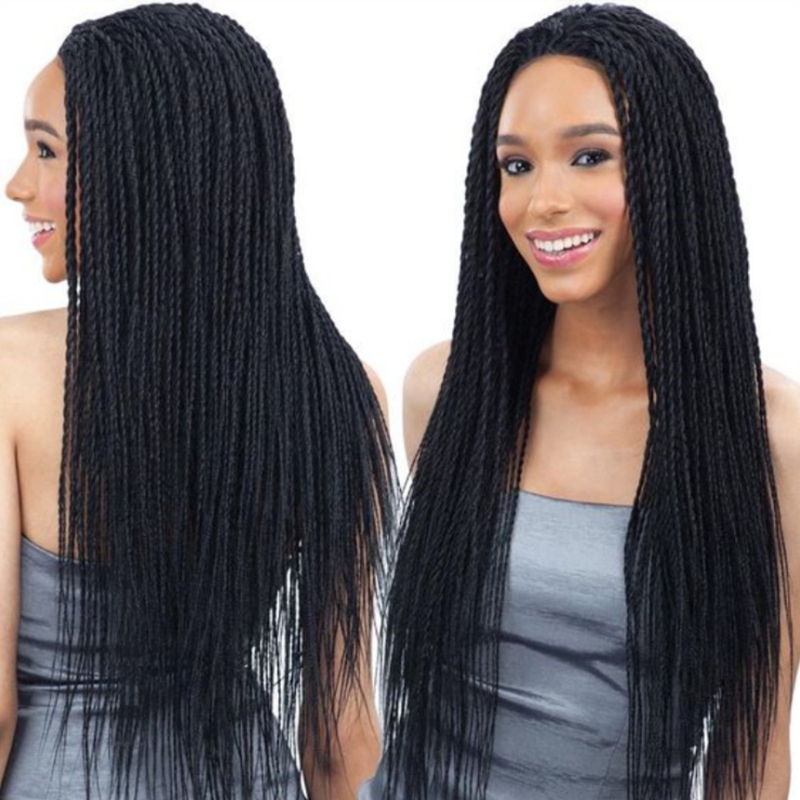 

Glueless Synthetic Wig Free Part Box Braided Wigs For Women Black Wigs with Baby Hair Synthetic Lace Front Wig Heat Resistant, #6
