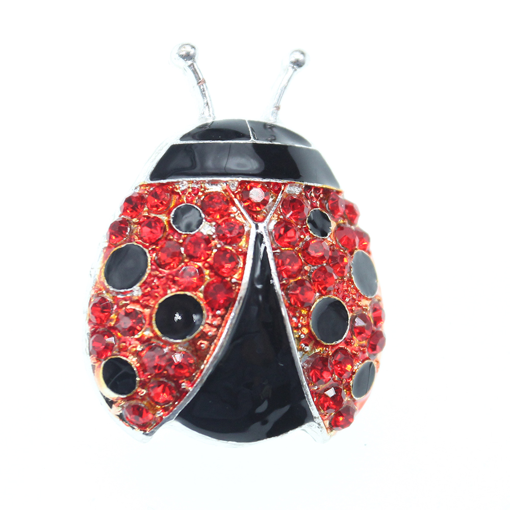 Fashion Jewelry Sparkly Crystal Red Ladybug Brooches Rhinestone Animal Insect Brooch Pin For Women-image-450034255