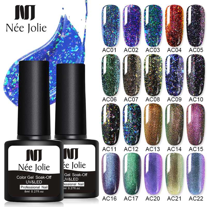

NEE JOLIE Nail Art Design Manicure 60 Colors 8Ml Soak Off Chameleon Gel Polish UV Gel Nail Polish Lacquer Varnish, B10