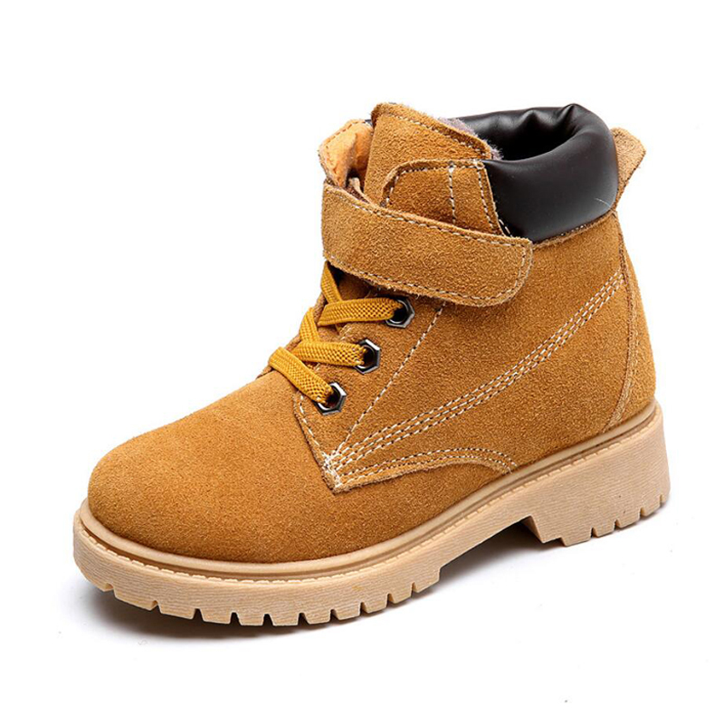 

Kids Autumn Children Genuine Leather Shoe Baby Girl Black Fur Boots Winter Fashion Martin Boots Boys Brown Ankle Boot