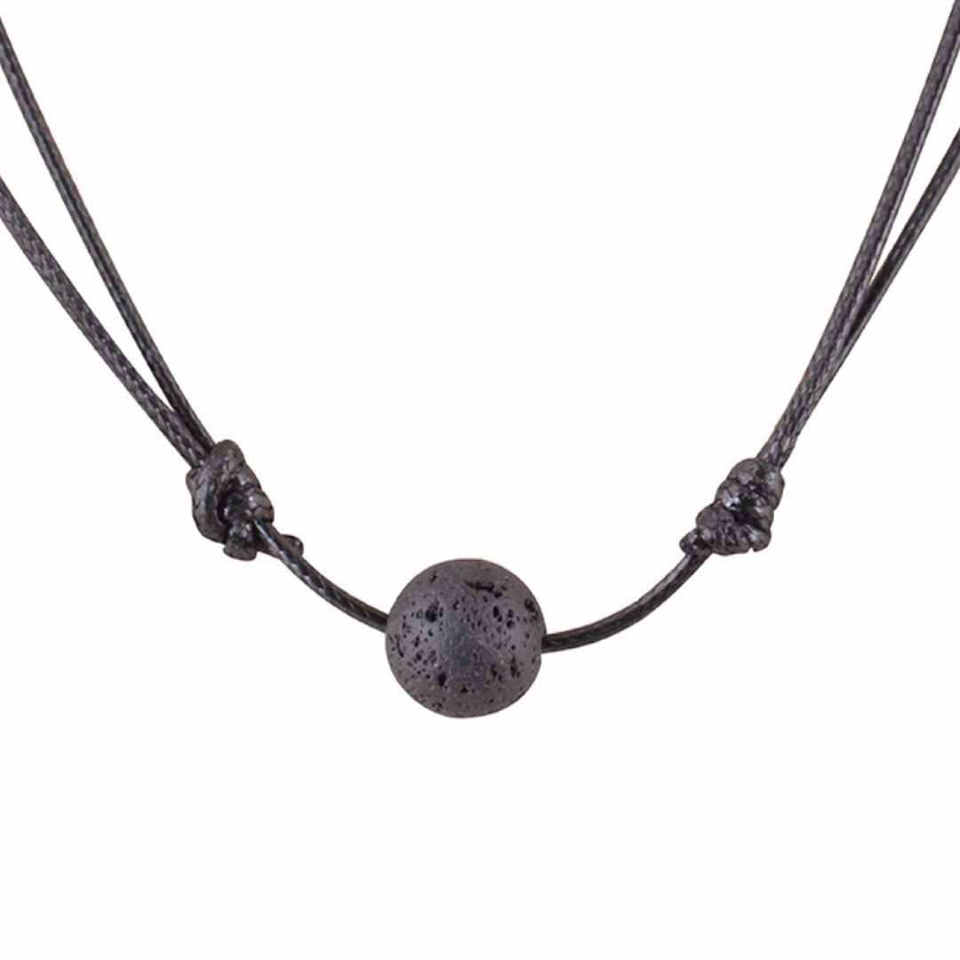 

Adjustable Leather Chain Choker Necklace Shellhard Black Lava Rock Essential Oil Diffuser Pandant Necklaces Women Jewelry