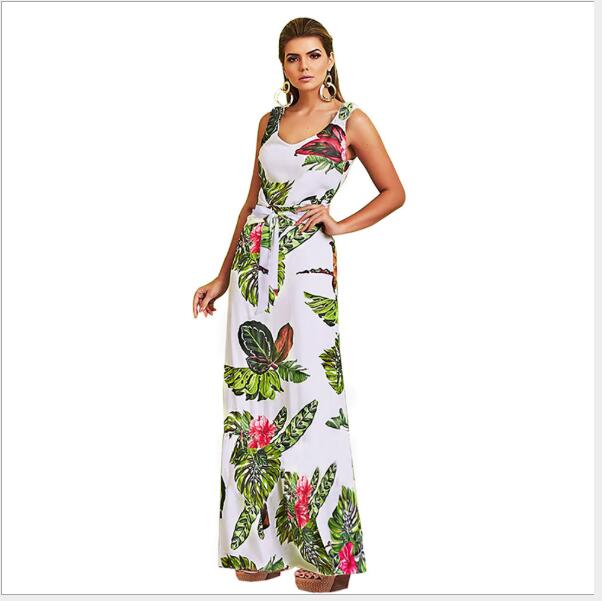 

600 Women' Jumpsuits,Casual Dresses, Rompers skirt floral dress with sleeveless dresses nuevo estilo vestido para chicas mujeres wt19, As pic