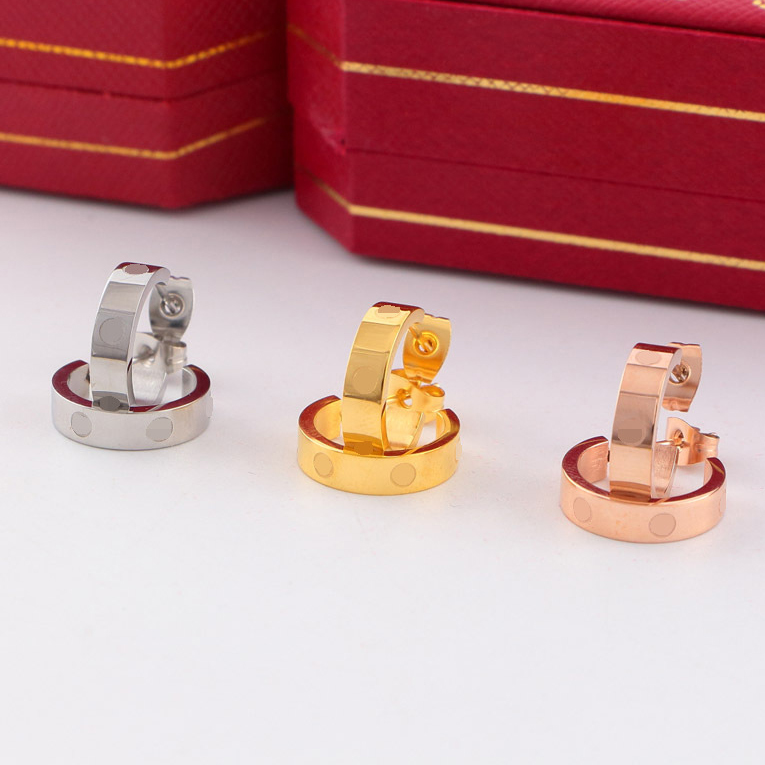 

Classic Designer Charm Earring Cuff Jewelry For Female Stainless Steel C Shape Gold Women Love earrings Gift
