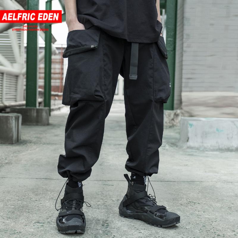 

Aelfric Eden 2020 Men Hip Hip Cargo Harem Pants Multi Pockets SweatPanst Joggers Pants Casual Harajuku Streetwear Trousers Men, Black