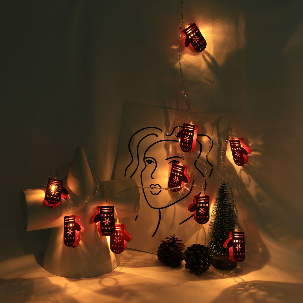 

Red Gloves Iron Lights 2M String Lights 10 LED Outdoor Indoor Xmas Tree Decor merry christmas decoration led christmas tree deco