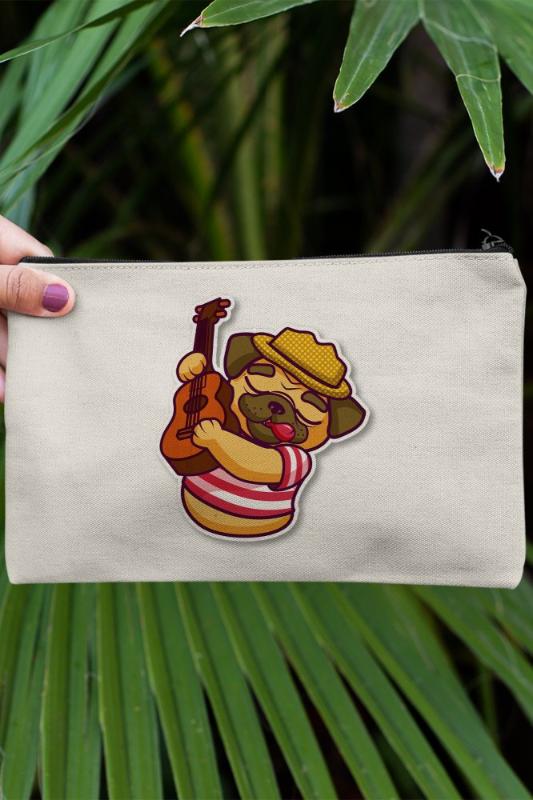 

Angemiel Clutch Plays Guitar Pug Portfolio Hand Makeup Bag