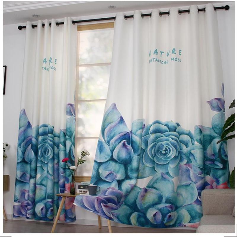 

Green plant curtains small fresh opaque bay window living room bedroom 3d curtains, As pic