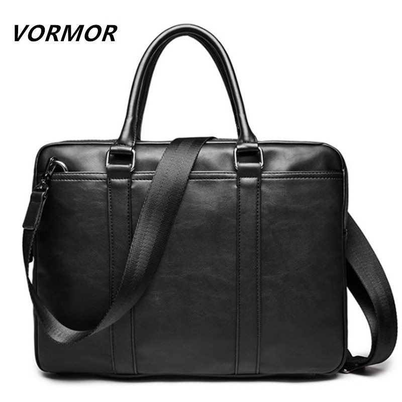 

Vormor Promotion Simple Famous Brand Business Men Briefcase Bag Luxury Leather Laptop Bag Man Shoulder Bag Bolsa Maleta J190721, Black