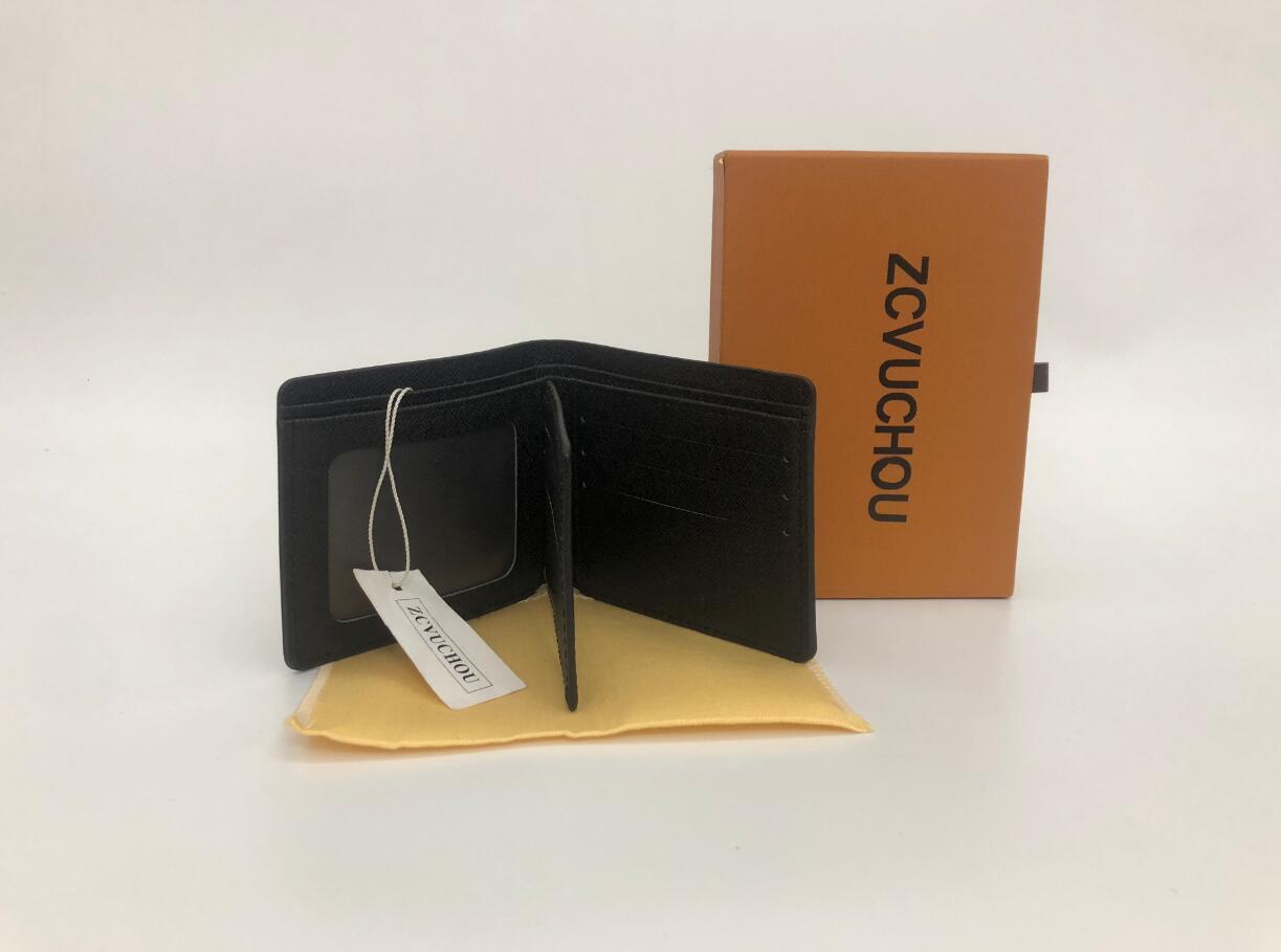 

2021 Paris plaid style mens wallet famous men purse special canvas multiple short small bifold wallet with box, G black with red