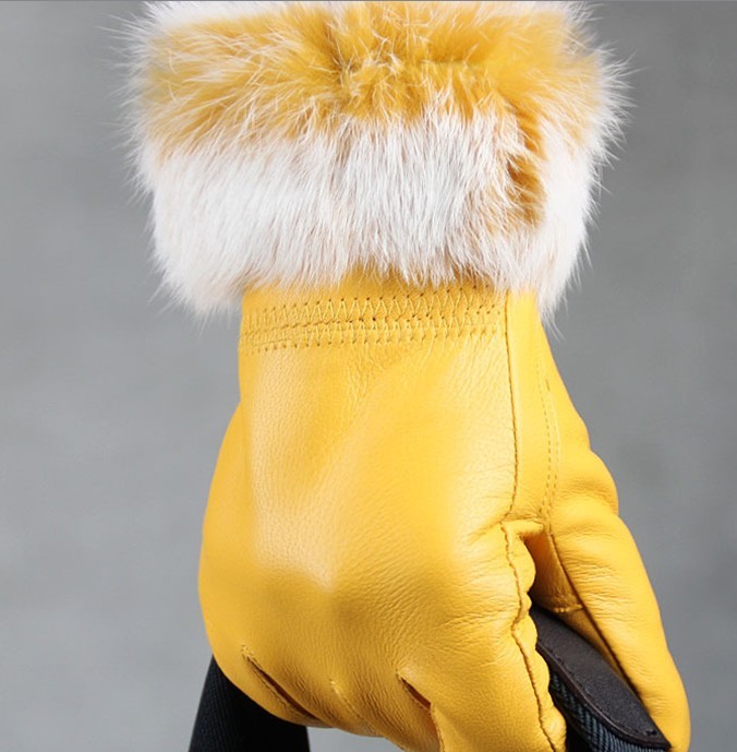 

Fashion-gloves fur fringed 5 fingure glove skin gloves LEATHER GLOVES 12pairs/lot