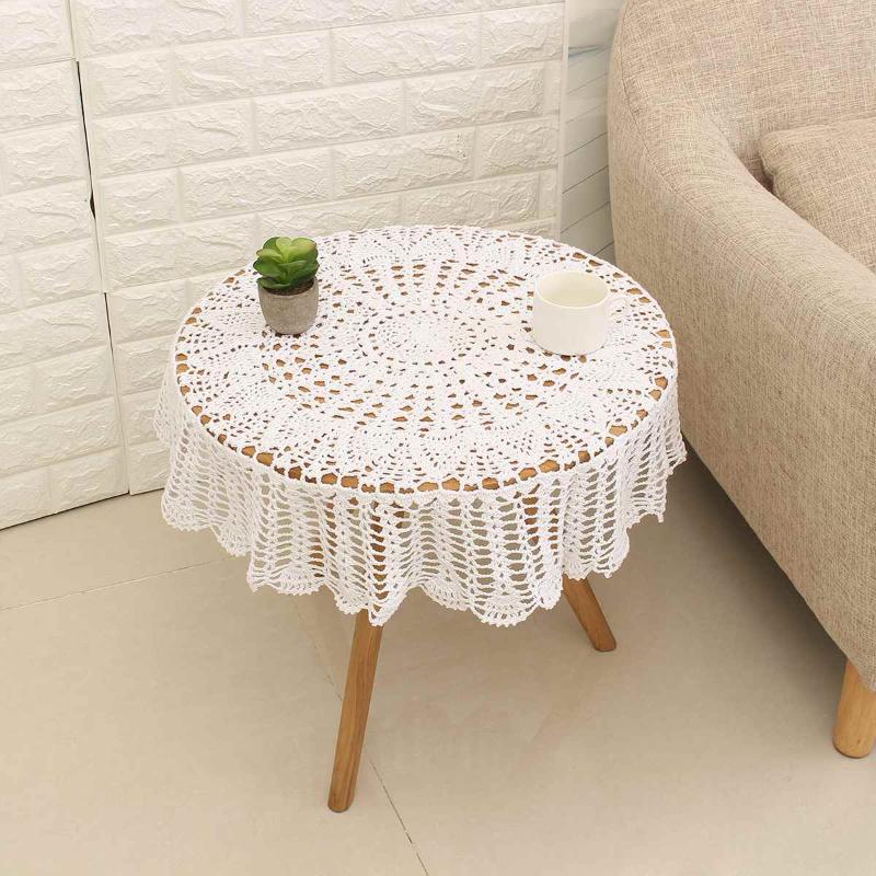 

New 60cm Handmade Crochet Coasters Cotton Lace Cup Mat Placemat Shabby Chic Vintage DIY Crocheted Table Cloth, White