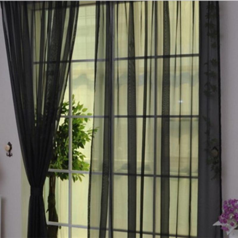 

Fashion Simple Solid Colors Tulle Door Window Curtain Washable Drape Panel Sheer Scarf Valances Translucent Design, Sky blue
