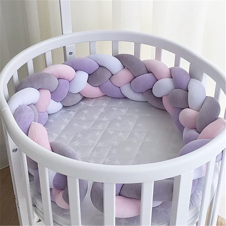 

1M Baby Bumper Bed Braid Knot Pillow Cushion Bumper for Infant Kids Crib Protector Cot Room Decor Anti-collision, White