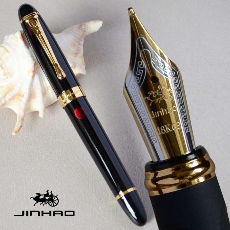 

JINHAO X450 GLOSS BLACK 18KGP 0.7mm BROAD NIB FOUNTAIN PEN JINHAO 450 BUSINESS PURPLE WINE GREEN GOLDEN 21 COLORS SELECT, Red