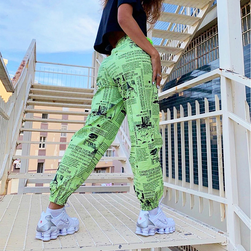 

AprilGrass Brand Designer Casual Print Ladies Streetwear Cargo Pants Women Hip Hop Baggy Trousers Fashion High Waisted Baggy Pants Outfits, Multi