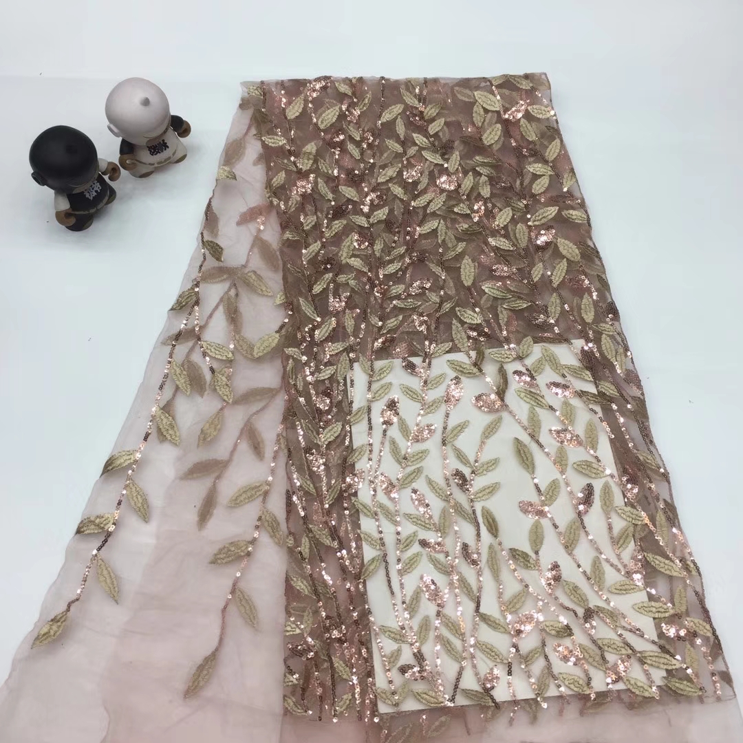 

Wholesale Price 5yards High Quality African Fabric Sequins Shining French Net Lace For Making Party Dress