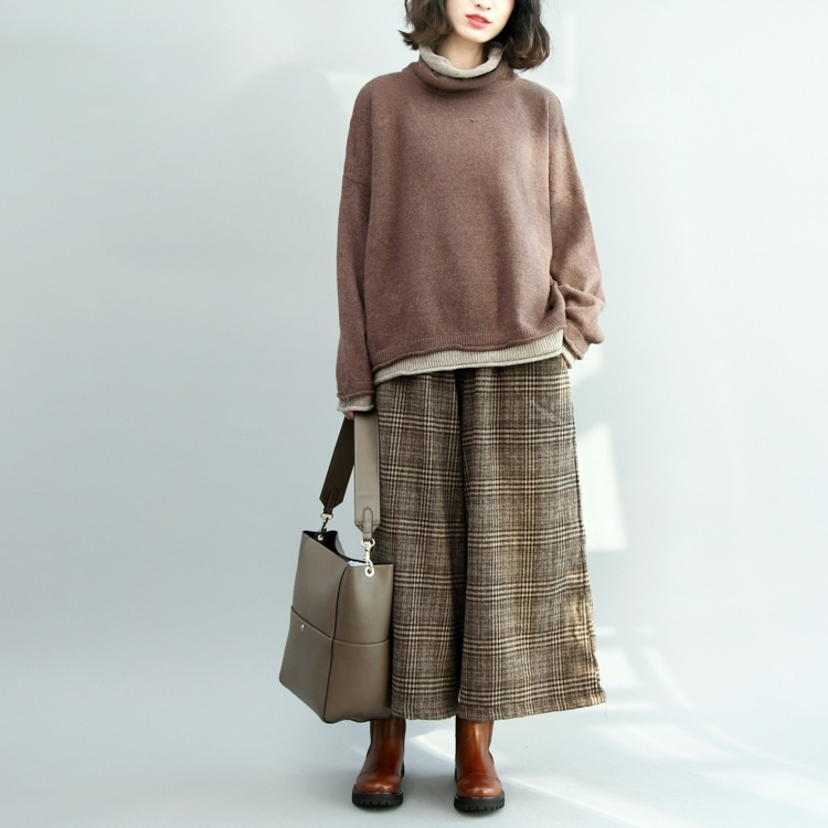 

Autumn Spring Plus Size Sweaters Women's Tops Batwing Sleeve Patchwork Loose Knitted Pullover Outerwear TA8001, No2