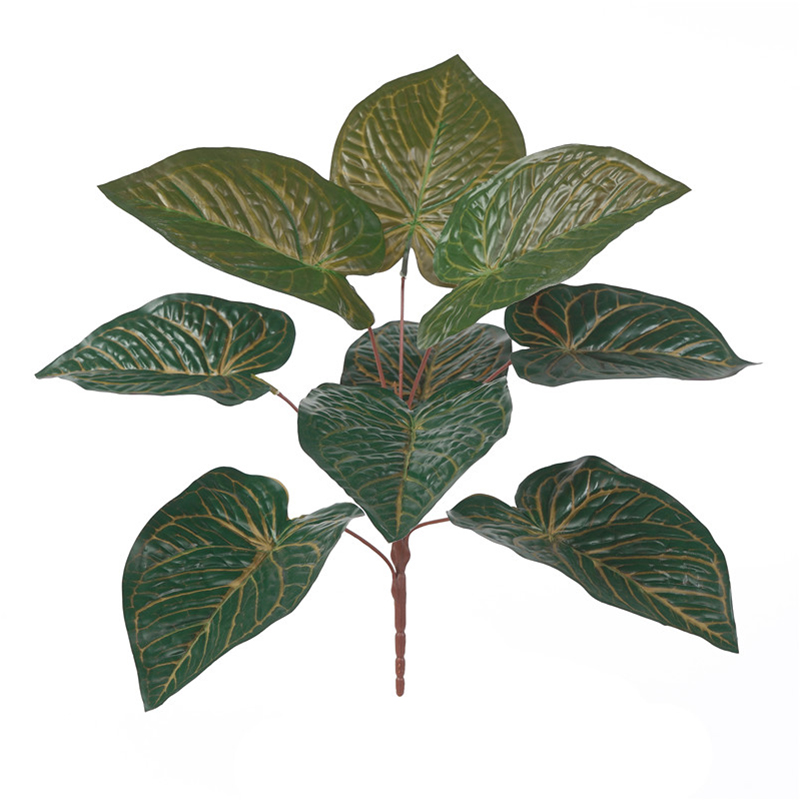 

Plastic Cloth Artificial Green Leaf Plants Fake Tree Leaves Greenery home Decor, Red back