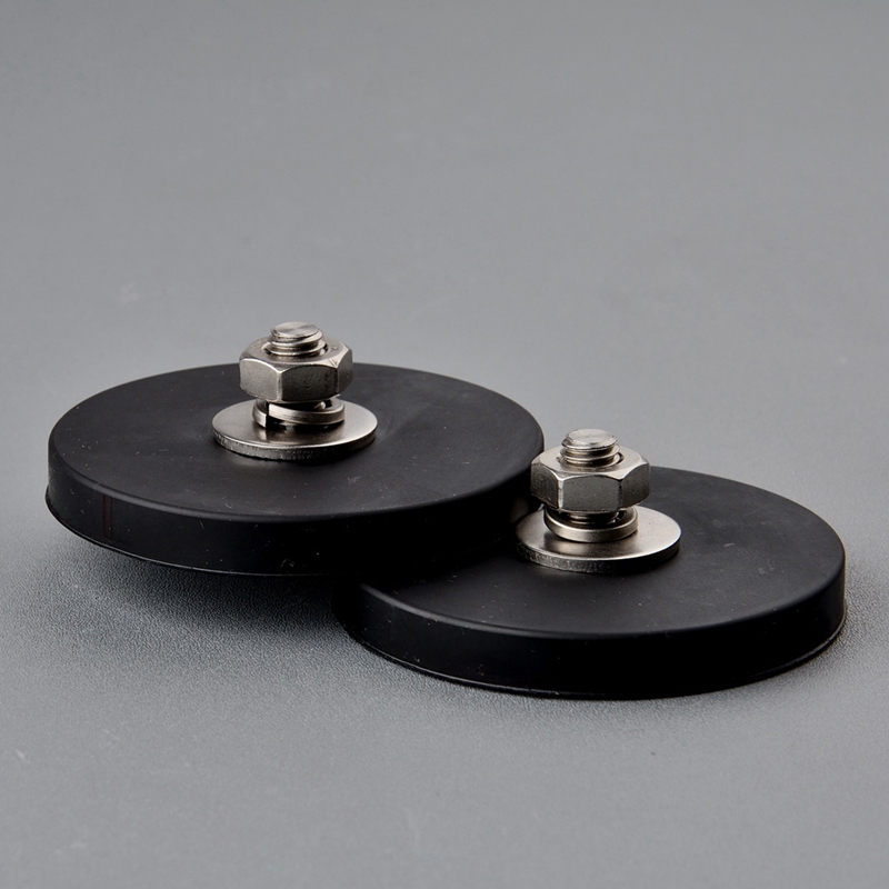 

2Pcs 45KG Powerful Neodymium net Disc Rubber Costed D88x8Mm M8 Thread Surface Protecting LED Light Camera Car Mount net fo