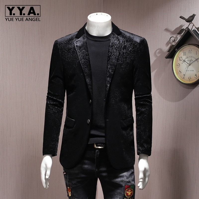 

Brand Men Blazer Luxury Wedding Business Casual Single Breasted Suit Jacket Oversize 5XL Autumn Black Slim Velour Outwear