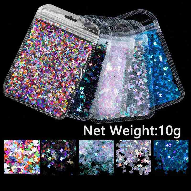

Fluorescence Butterfly Shape Heart Shape Nail Art Glitter Flakes 3D Neon Sequins Polish Manicure Nail Decoration DIY Art
