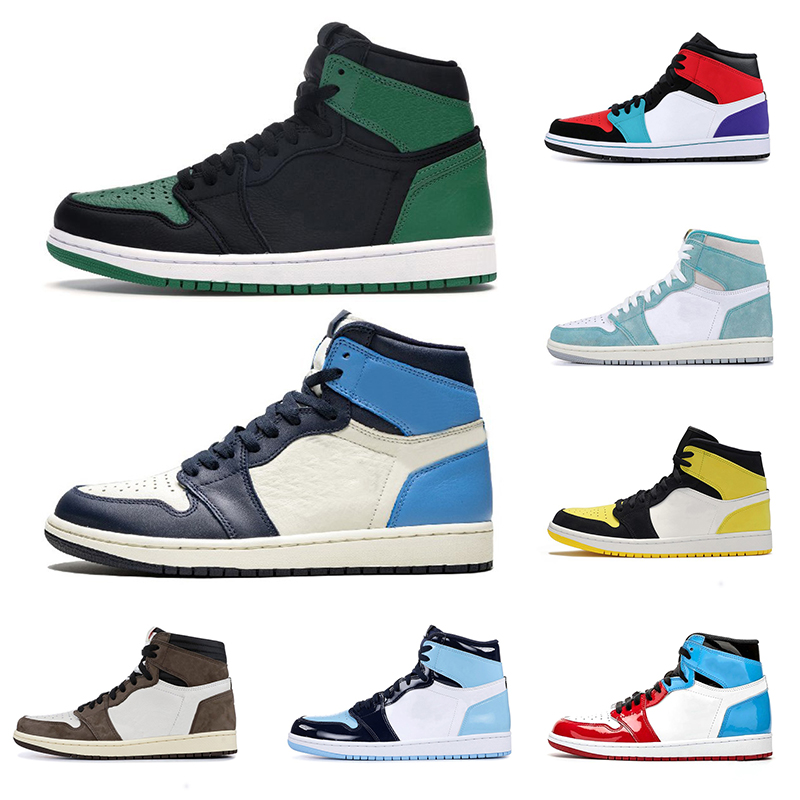 

Hot Men Basketball Shoes 1 1s High Og UNC Chicago Pine Green Travis Scotts Mens Womens Trainers Sneakers Sports Size 36-46, #13 36-46