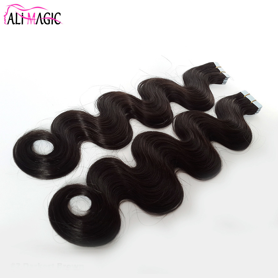 

Hot High Quality Invisible Skin Weft Tape In Hair Extension Brazilian Body Wave 100% Real Remy Human Hair Wavy 100g 40pcs Factory Price, Specification: 100g/40pieces