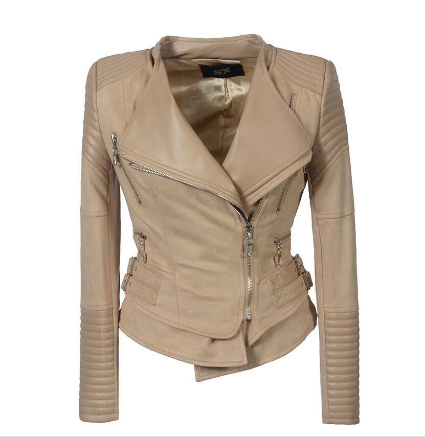 

Zip Rivet Punk Women' Pu Jackets Motorcycle Biker Adjustable Waist Graffiti Striped Spliced Slim Woman' Faux Fur Spring Short Coats SXW010, Black