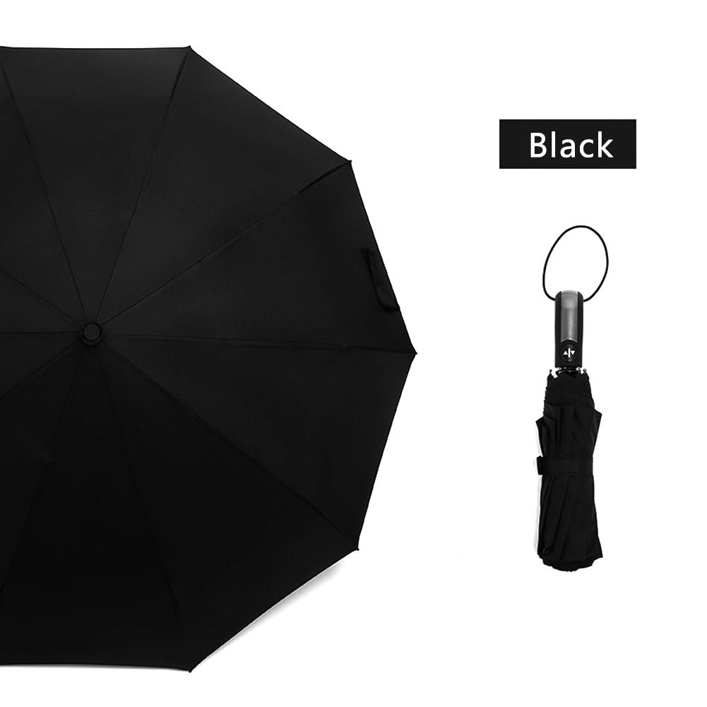 

Ten Bone Automatic Folding Umbrella Female Male Car Large Windproof Umbrella Men Rain Black Paint