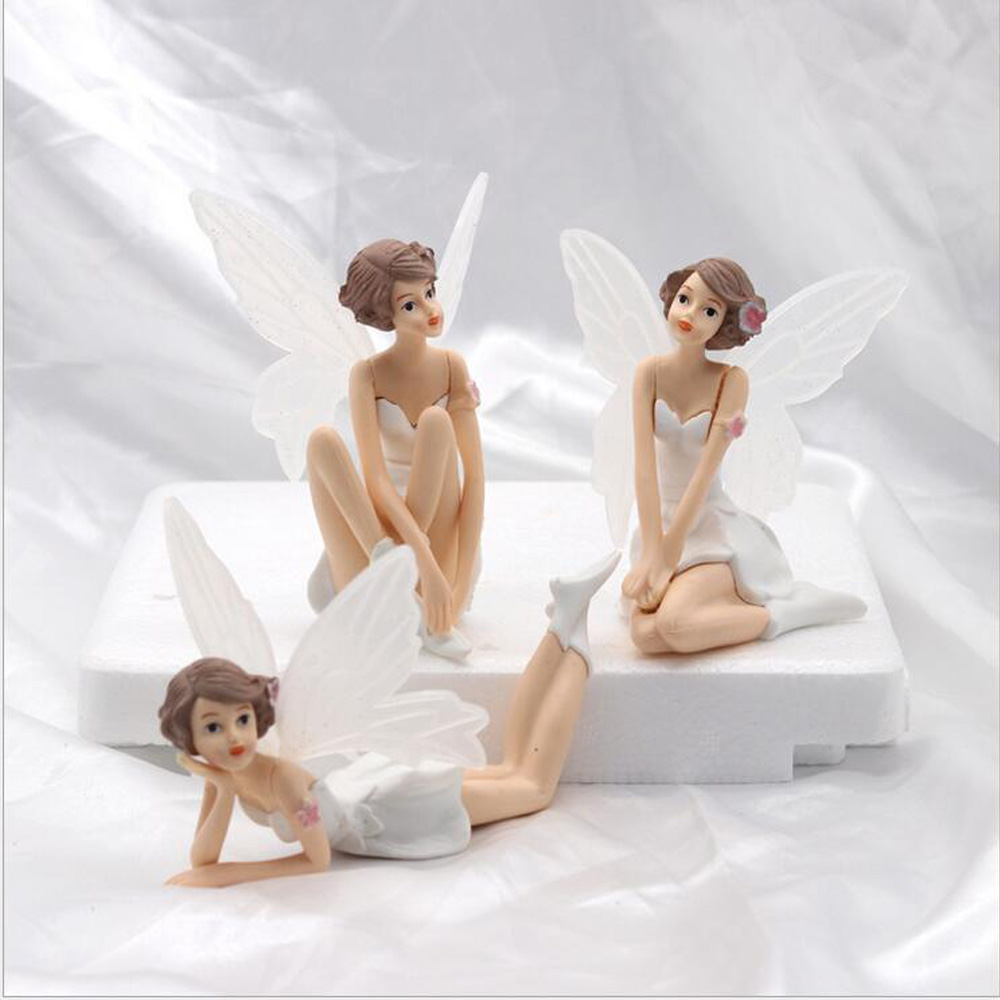 

10.5*9CM Cake Decoration Flying Flower Fairy Garden DIY Miniature White Angel Flower Ornaments Home Decoration Cartoon Gifts