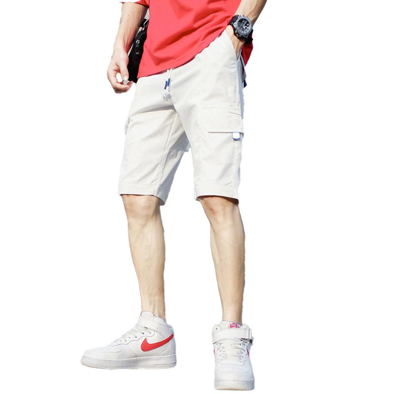 

Shorts Men' 2020 Summer Casual Fashion Cargo Pants Male Pockets Drawstring Half Pant Homme Trend Knee Length Men Clothing Hot, Black
