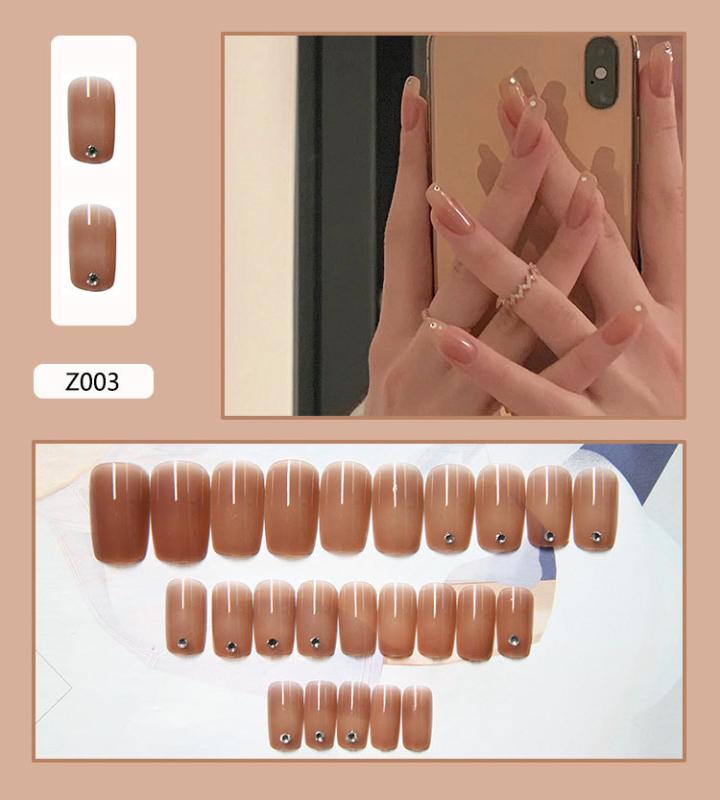 

24 Fake Nails, Detachable Nail Design with Detachable Fingers, Gel Nail Kit, with Jelly Gel, Reusable, Z002