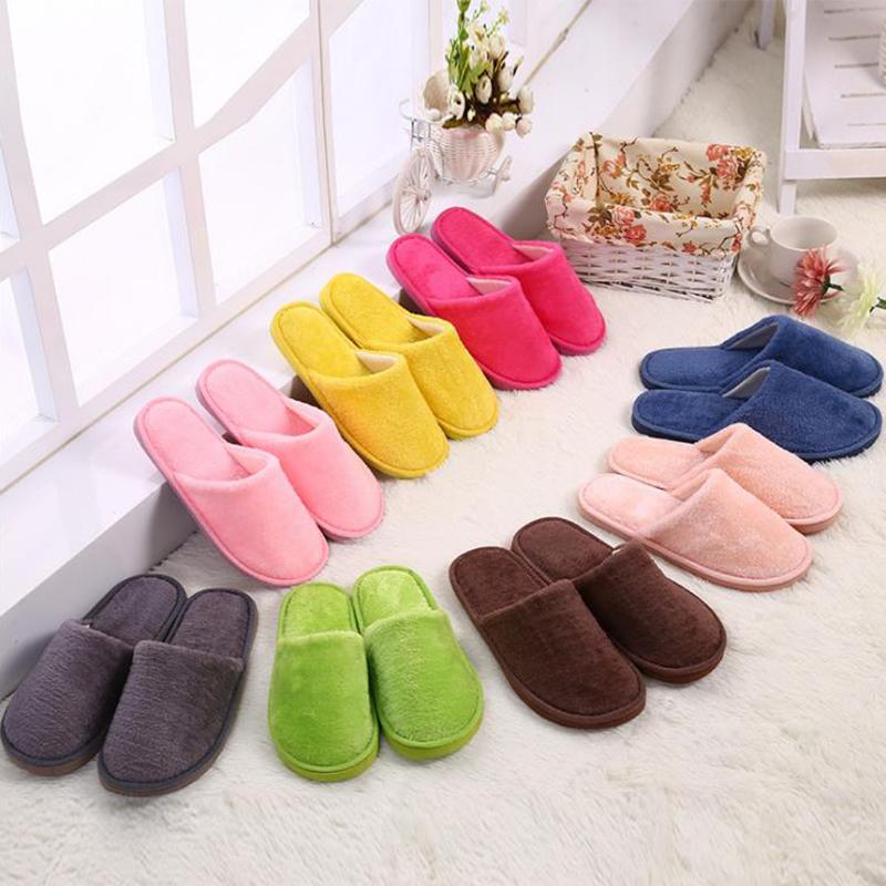 

Women Shoes Slippers Men Warm Home Plush Soft Slippers Indoors Anti-slip Winter Floor Bedroom Shoes chaussures femme, Green