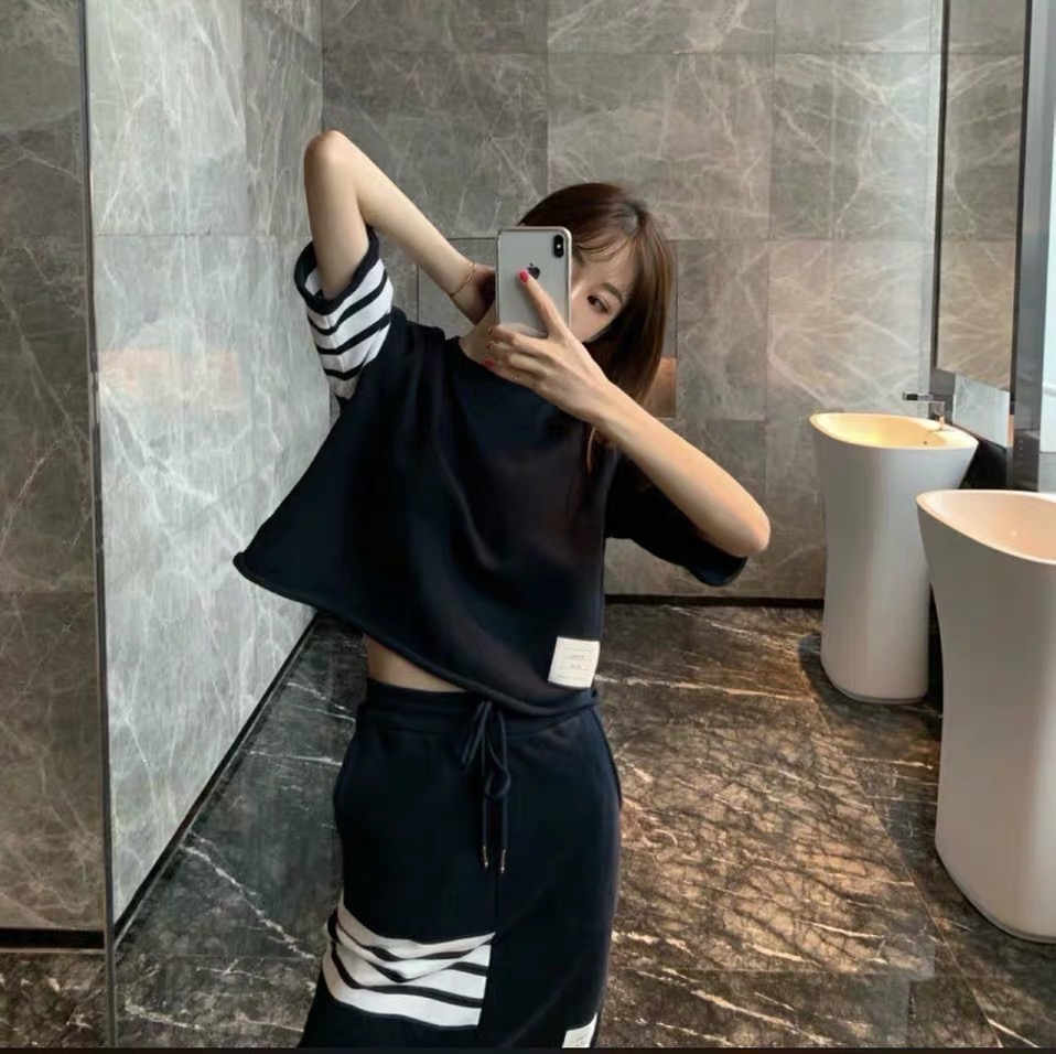 

2020 New Arrival Fashion Womens Designer Two Piece Dress Mid-Calf Mild Dress Short Sleeve Tops Brand Luxury Womens Cloths, Gray