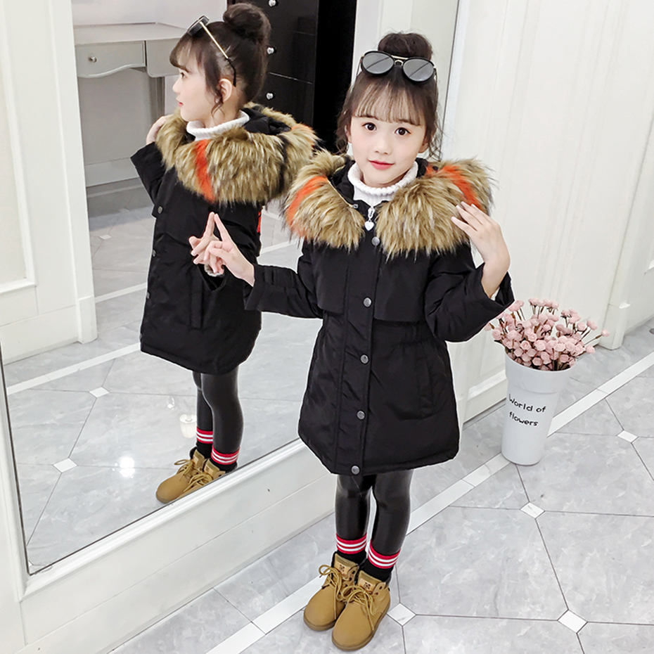 

Coat For Girl Flower Embroidery Down Coat Girls Long Sleeve Outerwear For Children Winter Thick Warm Kids Clothes For Girls