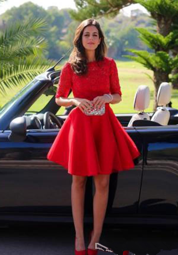 

Red Short Lace Homecoming Dress A Line Half Sleeves Juniors Sweet 15 Graduation Cocktail Party Plus Size Custom Made, Light yellow