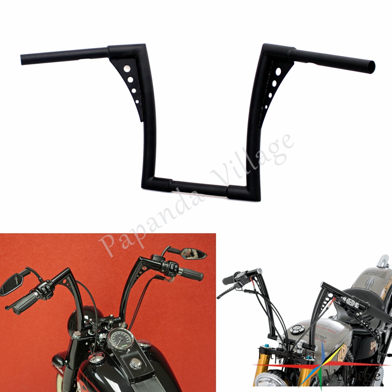 

Black Steel Motorcycle 1-1/4" APE Hanger Handlebar 12" Rise Handle Bar Custom for Softail Touring FLST FXST Sportster XL