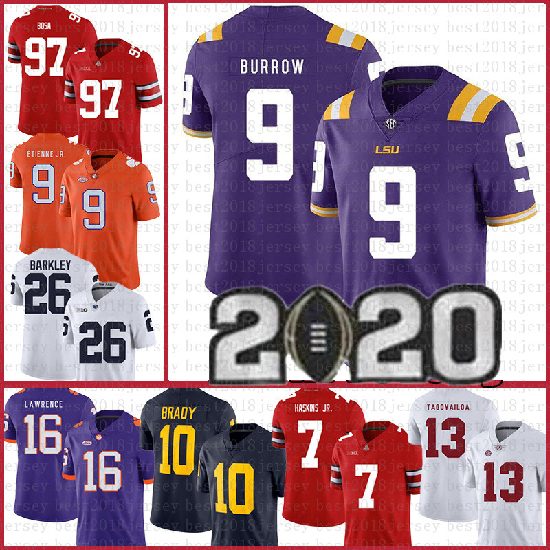 

LSU Tigers Jersey Burrow Clemson Joe 16 Trevor Lawrence 9 Travis Etienne Jr. NCAA American football Jerseys tom Brady Men' purple, Ncaa (luyisi)