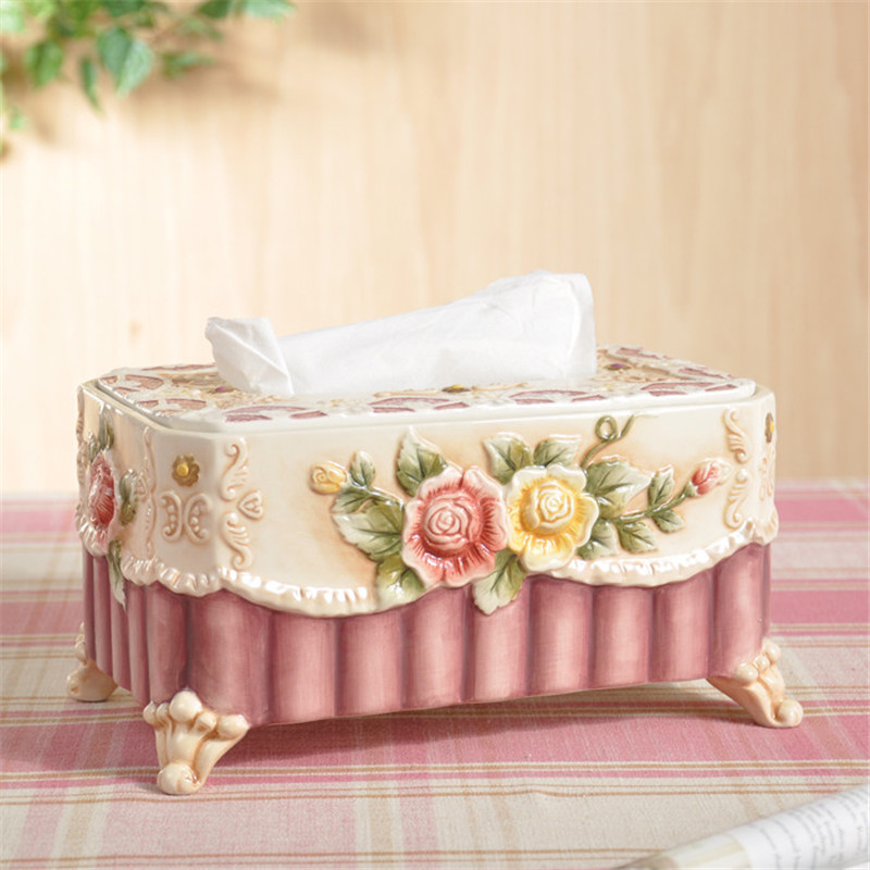 

European ceramic tissue box Universal Paper Rack dining table Accessories Home Office Car Tissue storage box