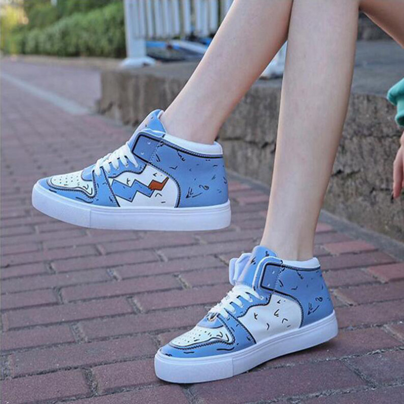 

Women Casual Sneaker White All-match Fashion Womens Outdoor Cloth Shoes Yellow Blue lightning Multicolor Graffiti Sneakers Free Shipping