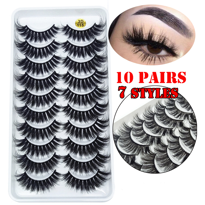 

AY10 Pairs Mink Eyelashes Natural/Thick 3D mink Faux Lashes Natural False Eyelash HandMade Eyelashes 2020 Woman Makeup Tools